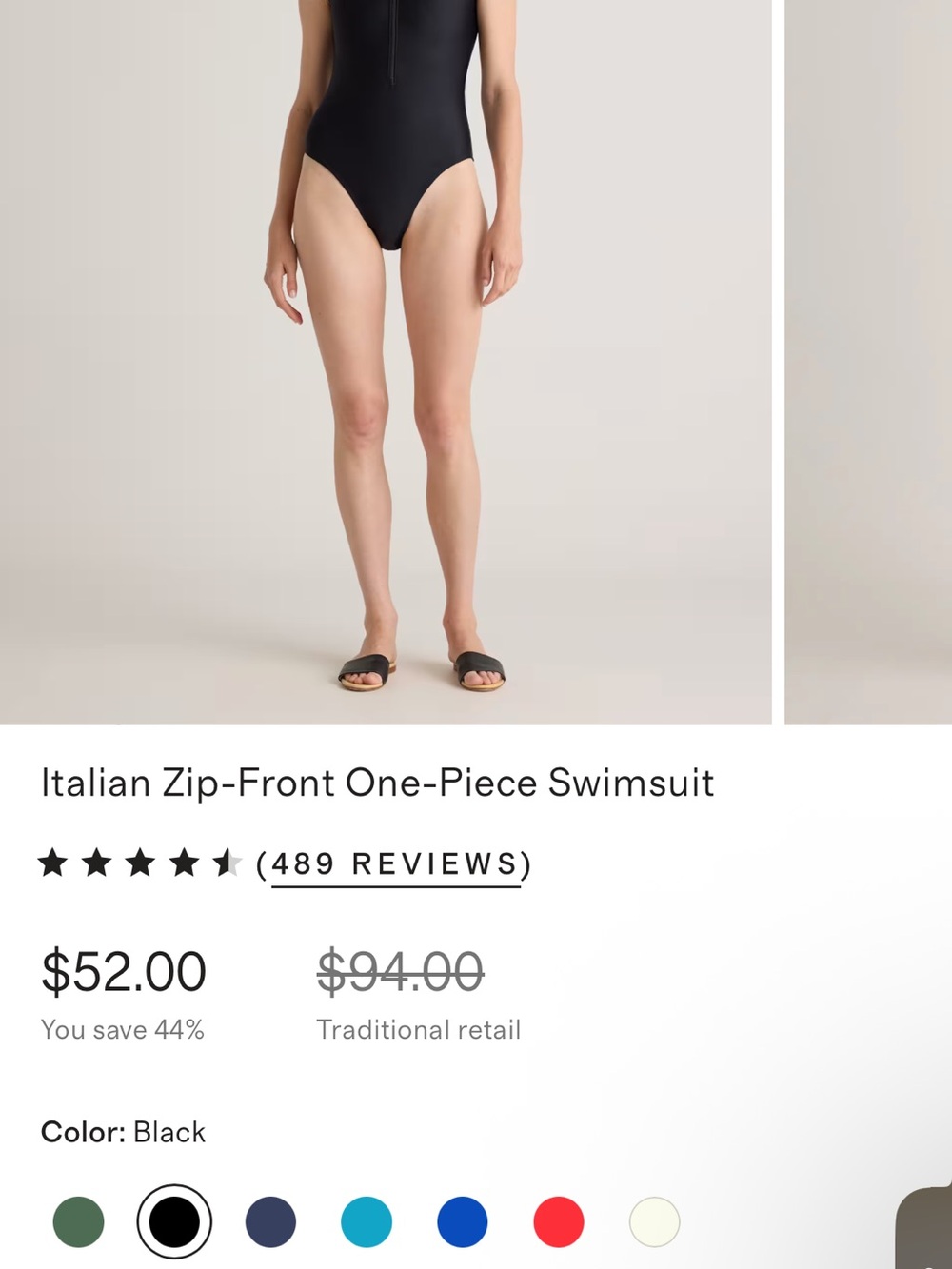 Quince Black Zip-Front One-Piece Swimsuit